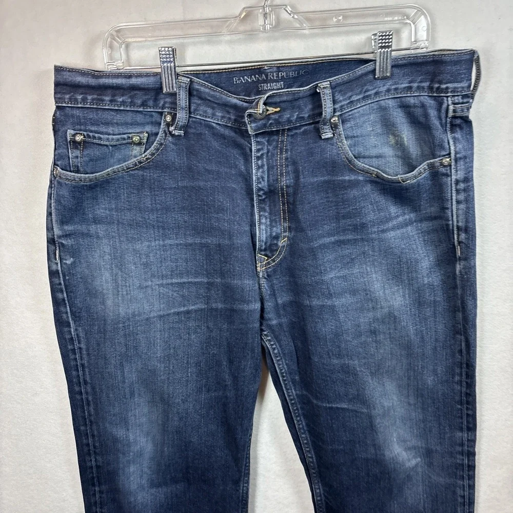 Banana Republic Men's Straight Jean (Fits 34x30) – Dark Wash Mid Rise